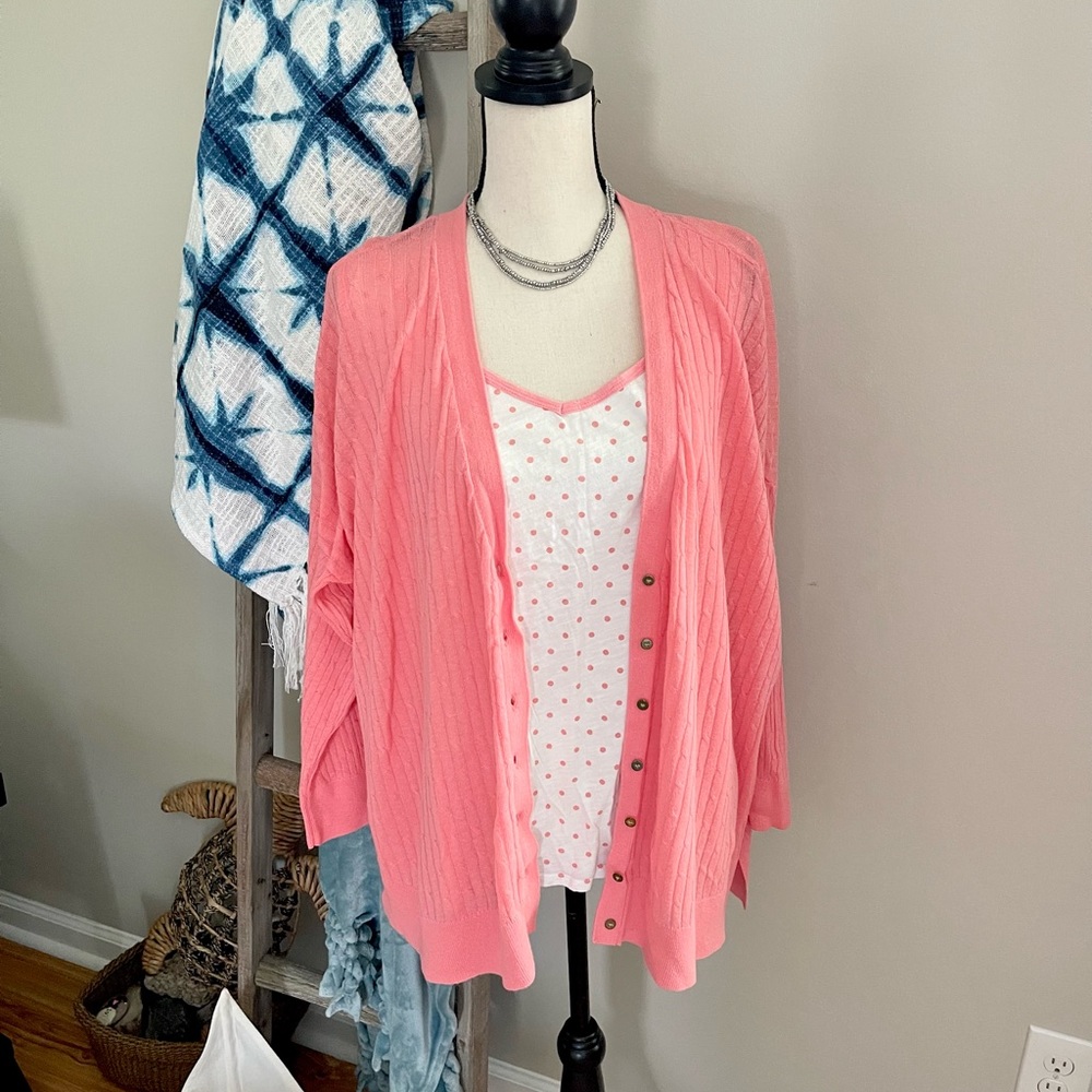 JCP Linen Blend 2X Cardigan w Matching Tank